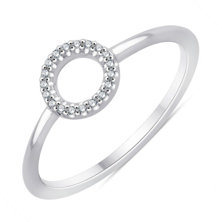 Circle Ring With Diamonds In Sterling Silver Circle Ring With Diamonds In Sterling Silver