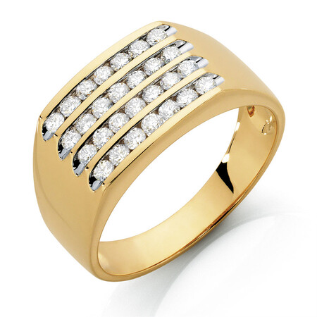 Men's Ring with 1 Carat TW of Diamonds in 10ct Yellow Gold Men's Ring with 1 Carat TW of Diamonds in 10ct Yellow Gold