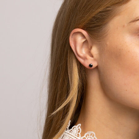 Stud Earrings with Black Cubic Zirconia in Sterling Silver Stud Earrings with Black Cubic Zirconia in Sterling Silver