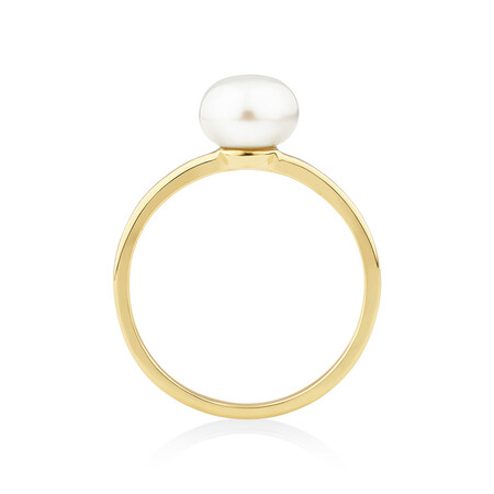 Ring with 7mm Cultured Freshwater Pearl in 10kt Yellow Gold Ring with 7mm Cultured Freshwater Pearl in 10kt Yellow Gold