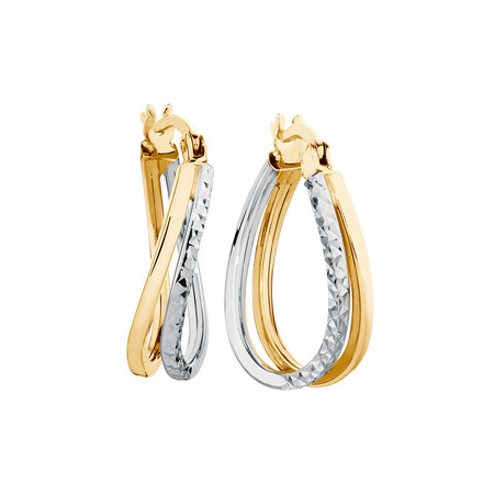 Huggie Earrings in 10kt Yellow & White Gold Huggie Earrings in 10kt Yellow & White Gold