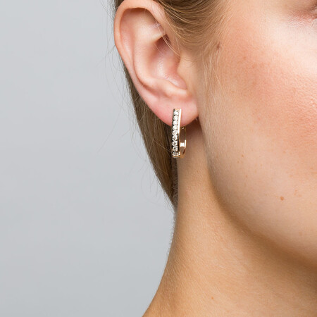 Huggie Earrings with 1/2 Carat TW of Diamonds in 10ct Yellow Gold Huggie Earrings with 1/2 Carat TW of Diamonds in 10ct Yellow Gold