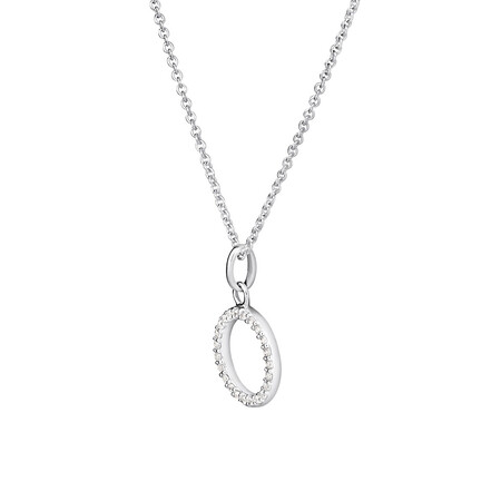 Open Circle Pendant with Cubic Zirconia in Sterling Silver Open Circle Pendant with Cubic Zirconia in Sterling Silver