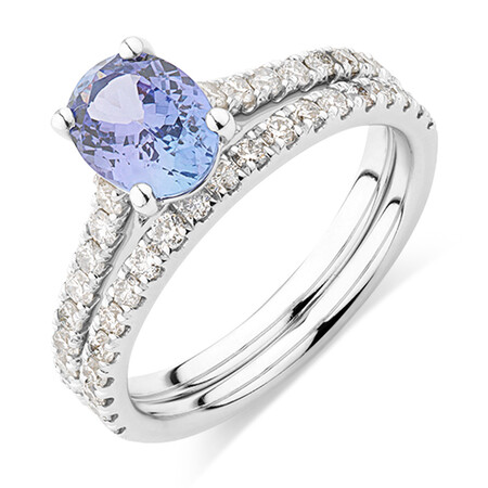Bridal Set with 0.69 Carat TW of Diamonds & Tanzanite in 14ct White Gold Bridal Set with 0.69 Carat TW of Diamonds & Tanzanite in 14ct White Gold