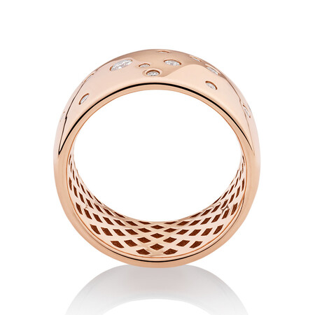 Hammer Set Barrel Ring with 0.25 Carat TW of Diamonds in 10ct Rose Gold Hammer Set Barrel Ring with 0.25 Carat TW of Diamonds in 10ct Rose Gold