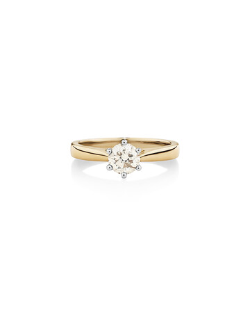 Solitaire Engagement Ring with a 0.70 Carat TW Diamond in 14ct Yellow & White Gold Solitaire Engagement Ring with a 0.70 Carat TW Diamond in 14ct Yellow & White Gold