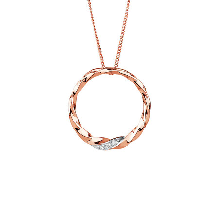 Twist Circle Pendant with Diamonds in 10ct Rose Gold