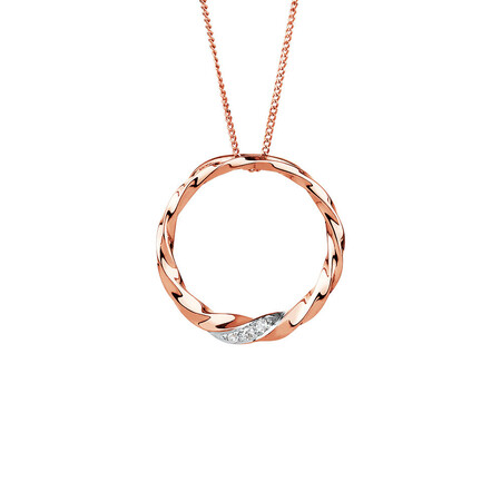 Twist Circle Pendant with Diamonds in 10ct Rose Gold Twist Circle Pendant with Diamonds in 10ct Rose Gold
