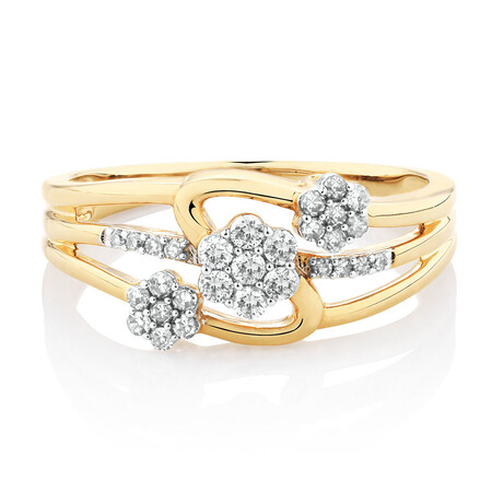 Ring with 1/4 Carat TW of Diamonds in 10ct Yellow Gold Ring with 1/4 Carat TW of Diamonds in 10ct Yellow Gold