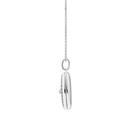 Round Locket with Cubic Zirconia in Sterling Silver Round Locket with Cubic Zirconia in Sterling Silver