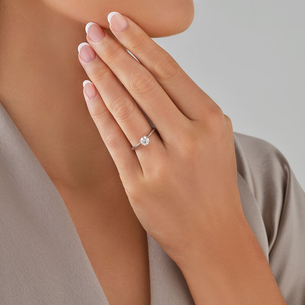 Evermore Certified Solitaire Engagement Ring with a 0.70 Carat TW Diamond in 14ct White Gold