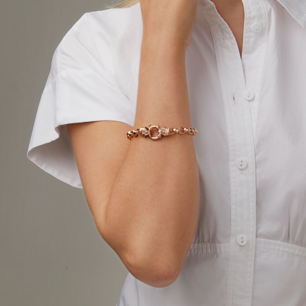 Diamond Set Belcher Bracelet in 10ct Rose Gold