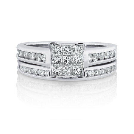 Bridal Set with 1 Carat TW of Diamonds in 14ct White Gold Bridal Set with 1 Carat TW of Diamonds in 14ct White Gold