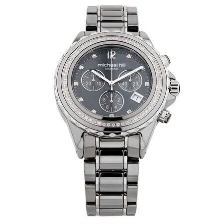 Unisex Chronograph Watch with 1/2 Carat TW of Diamonds in Grey Ceramic & Stainless Steel Unisex Chronograph Watch with 1/2 Carat TW of Diamonds in Grey Ceramic & Stainless Steel