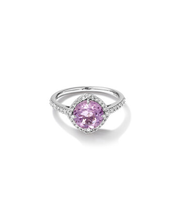 Halo Ring with Amethyst & 0.34 Carat TW of Diamonds in 10kt White Gold Halo Ring with Amethyst & 0.34 Carat TW of Diamonds in 10kt White Gold