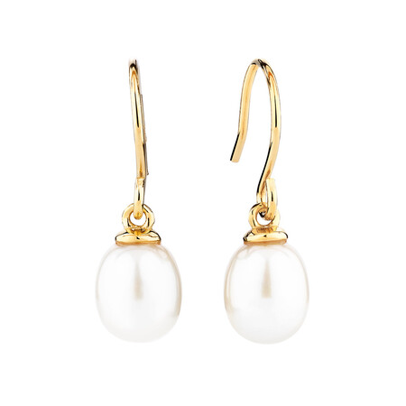 Drop Earrings with Cultured Freshwater Pearls in 10kt Yellow Gold Drop Earrings with Cultured Freshwater Pearls in 10kt Yellow Gold