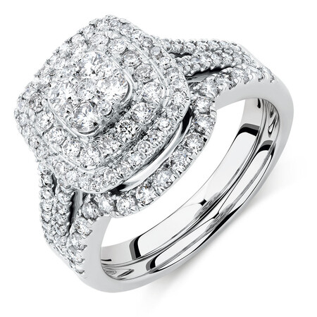 Bridal Set with 1 Carat TW of Diamonds in 14ct White Gold Bridal Set with 1 Carat TW of Diamonds in 14ct White Gold