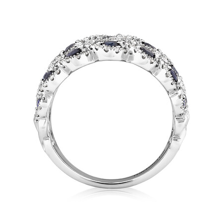 Ring with Sapphire & 1 1/4 Carat TW of Diamonds in 14kt White Gold Ring with Sapphire & 1 1/4 Carat TW of Diamonds in 14kt White Gold