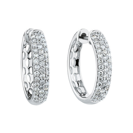 Huggie Earrings With 0.60 Carat TW Of Diamonds In 10ct White Gold Huggie Earrings With 0.60 Carat TW Of Diamonds In 10ct White Gold