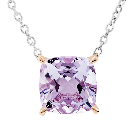 Necklace with Rose Amethyst in Sterling Silver & 10kt Rose Gold
