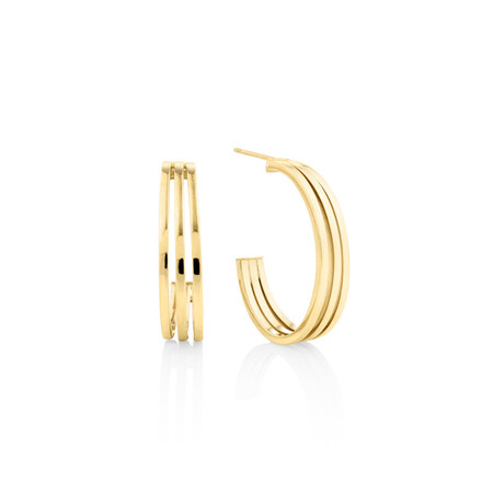 Three-strand Earrings In 10ct Yellow Gold Three-strand Earrings In 10ct Yellow Gold