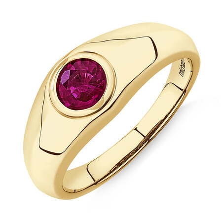 Men's Solitaire Ring with Ruby in 10kt Gold Men's Solitaire Ring with Ruby in 10kt Gold
