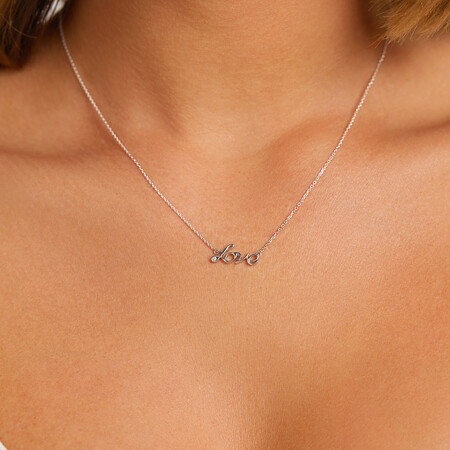 Love Necklace with Diamonds in Sterling Silver Love Necklace with Diamonds in Sterling Silver