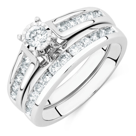 Bridal Set with 1/2 Carat TW of Diamonds in 10ct White Gold Bridal Set with 1/2 Carat TW of Diamonds in 10ct White Gold