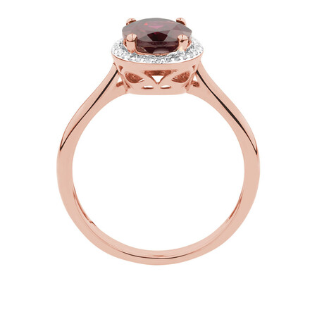 Ring with Rhodolite Garnet & Diamonds in 10ct Rose Gold Ring with Rhodolite Garnet & Diamonds in 10ct Rose Gold