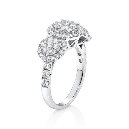 3 Stone Cluster Ring with 1.50 Carat TW of Diamonds in 14kt White Gold 3 Stone Cluster Ring with 1.50 Carat TW of Diamonds in 14kt White Gold