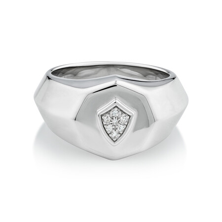 Shield Ring with Diamonds in Sterling Silver Shield Ring with Diamonds in Sterling Silver