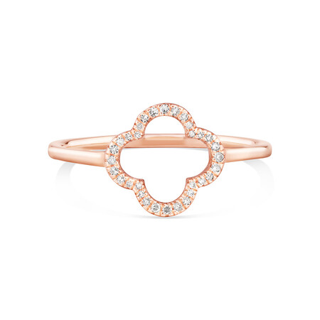 4 Leaf Clover Ring With Diamonds In 10kt Rose Gold 4 Leaf Clover Ring With Diamonds In 10kt Rose Gold
