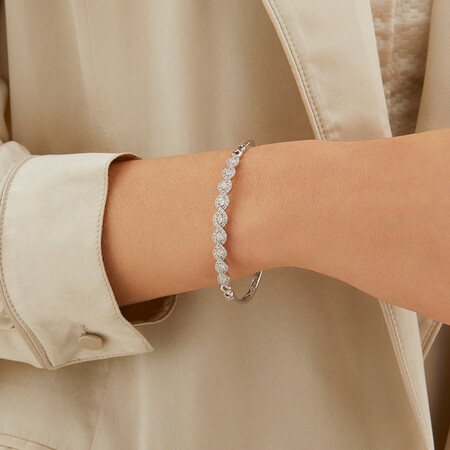 Bangle with 1 1/2 Carat TW of Diamonds in 14kt White Gold Bangle with 1 1/2 Carat TW of Diamonds in 14kt White Gold