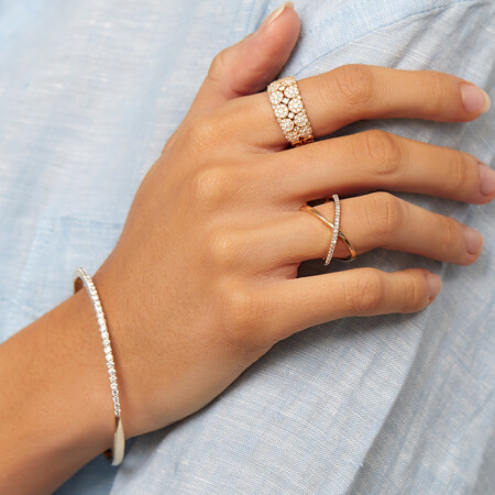 Two Row Ring with 0.90 Carat TW of Diamonds in 10kt Yellow Gold Two Row Ring with 0.90 Carat TW of Diamonds in 10kt Yellow Gold