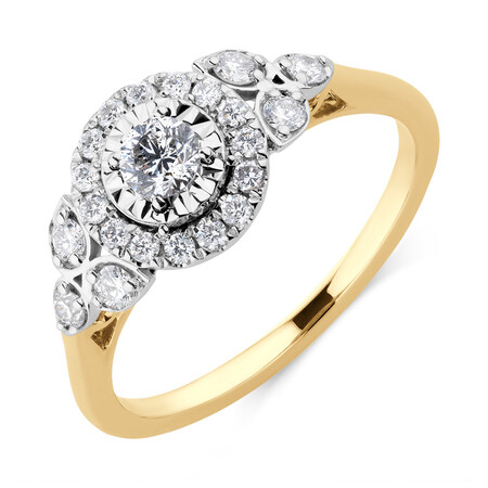 Evermore Engagement Ring with 0.50 Carat TW of Diamonds in 10ct Yellow & White Gold Evermore Engagement Ring with 0.50 Carat TW of Diamonds in 10ct Yellow & White Gold