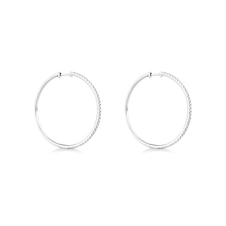 Huggies with 1 Carat TW of Diamonds in 10kt White Gold Huggies with 1 Carat TW of Diamonds in 10kt White Gold