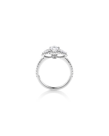 Sir Michael Hill Designer Three Stone Halo Engagement Ring with 1.26 Carat TW of Diamonds in 18kt White Gold Sir Michael Hill Designer Three Stone Halo Engagement Ring with 1.26 Carat TW of Diamonds in 18kt White Gold