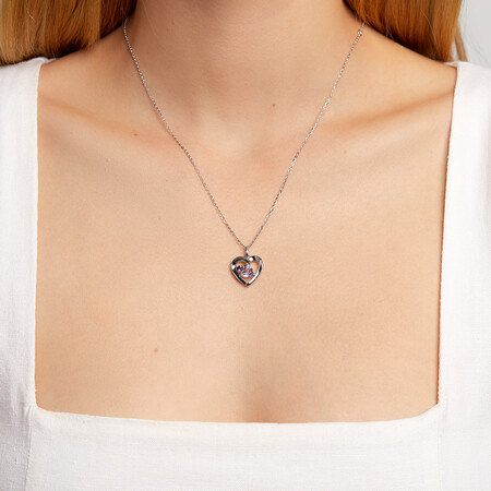 Heart Pendant with Amethyst in Sterling Silver Heart Pendant with Amethyst in Sterling Silver