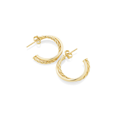 Round Crossover Hoop Earrings in 10kt Yellow Gold Round Crossover Hoop Earrings in 10kt Yellow Gold