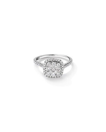 Square Cluster Halo Ring with 0.75 Carat TW of Diamonds in 10ct White Gold Square Cluster Halo Ring with 0.75 Carat TW of Diamonds in 10ct White Gold
