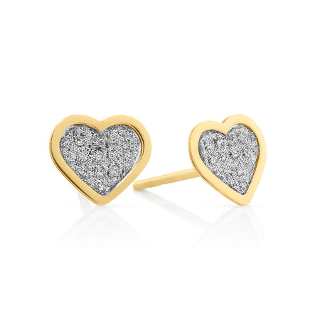 Heart Necklace and Glitter Earrings Set in 10ct Yellow Gold Heart Necklace and Glitter Earrings Set in 10ct Yellow Gold