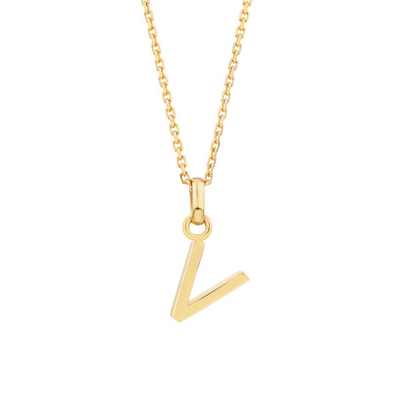 V Initial Pendant in 10kt Yellow Gold