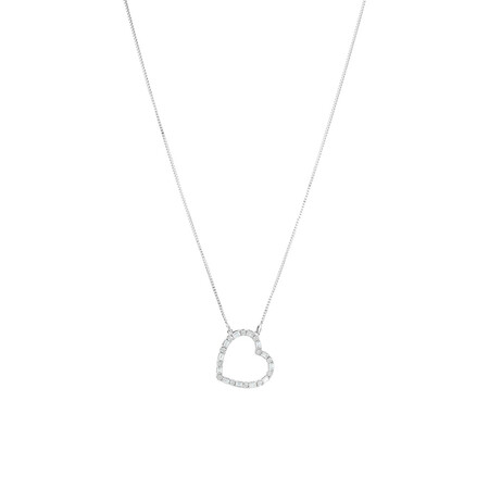 Heart Pendant with 0.16 Carat TW of Diamonds in 10ct White Gold Heart Pendant with 0.16 Carat TW of Diamonds in 10ct White Gold