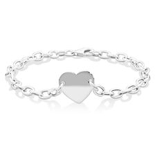 19cm (7.5") Heart Disc Bracelet in Sterling Silver