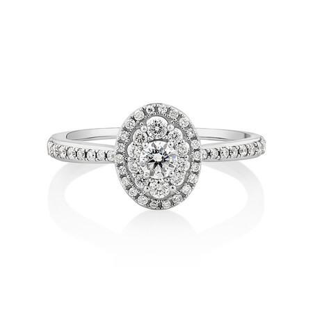 Halo Engagement Ring with 0.45 Carat TW of Diamonds in 10kt White Gold Halo Engagement Ring with 0.45 Carat TW of Diamonds in 10kt White Gold