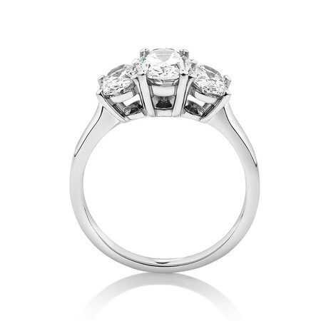 Laboratory-Created 2 Carat Three Stone Oval Diamond Ring In 14ct White Gold Laboratory-Created 2 Carat Three Stone Oval Diamond Ring In 14ct White Gold