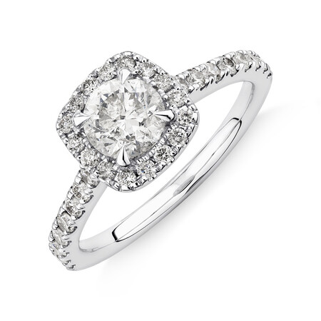 Evermore Halo Engagement Ring with 1.38 Carat TW of Diamonds in 14kt White Gold Evermore Halo Engagement Ring with 1.38 Carat TW of Diamonds in 14kt White Gold
