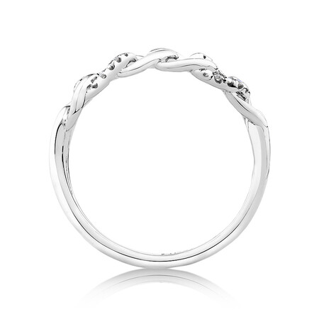 Link Ring with Diamonds in Sterling Silver Link Ring with Diamonds in Sterling Silver