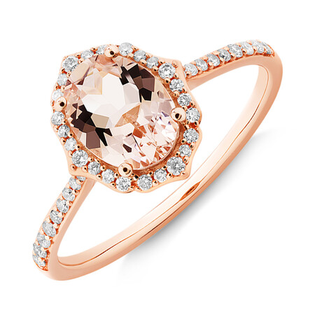Bridal Set with 0.30 Carat TW of Diamonds & Morganite in 14kt Rose Gold Bridal Set with 0.30 Carat TW of Diamonds & Morganite in 14kt Rose Gold