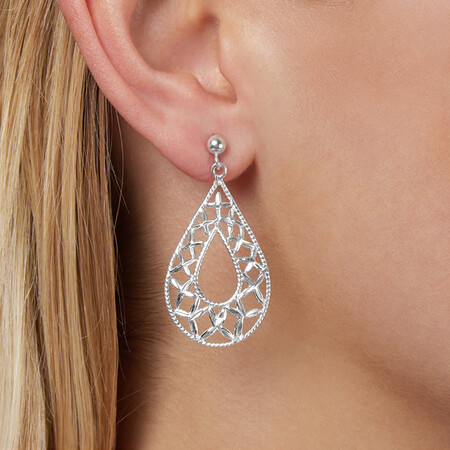 Filigree Drop Earrings in Sterling Silver Filigree Drop Earrings in Sterling Silver